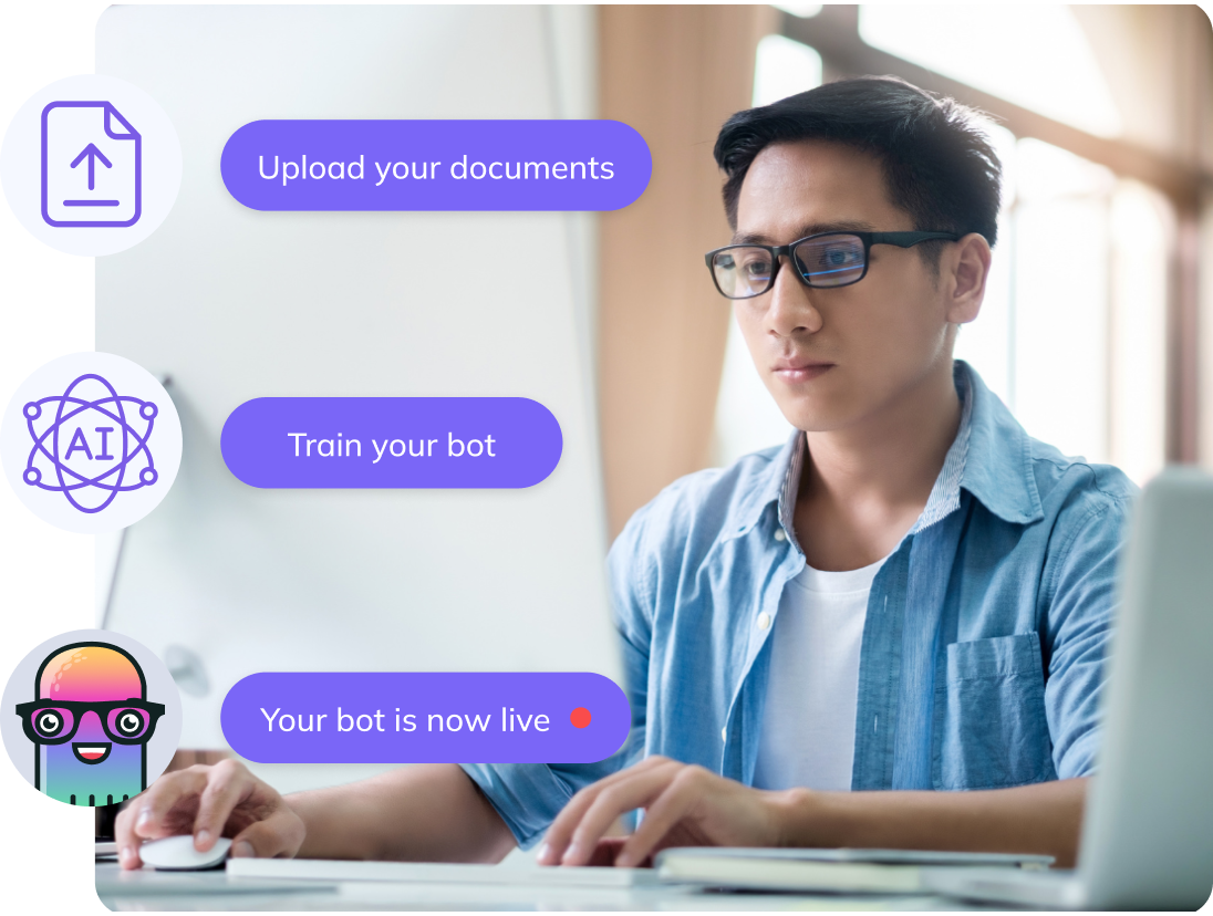 image showing how a document scanner works in the generative ai chatbot with a guy looking at the desktop working.