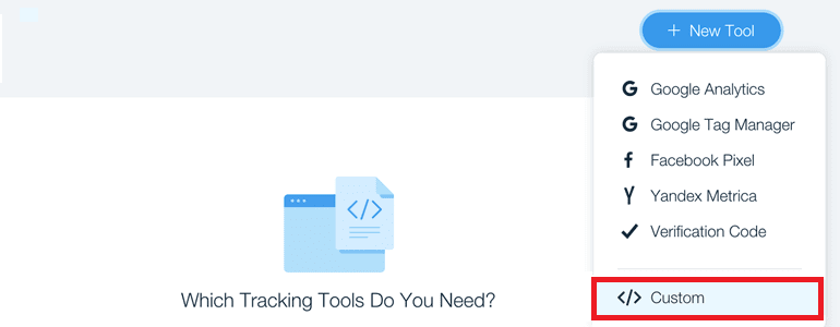 click on custom tool to wix