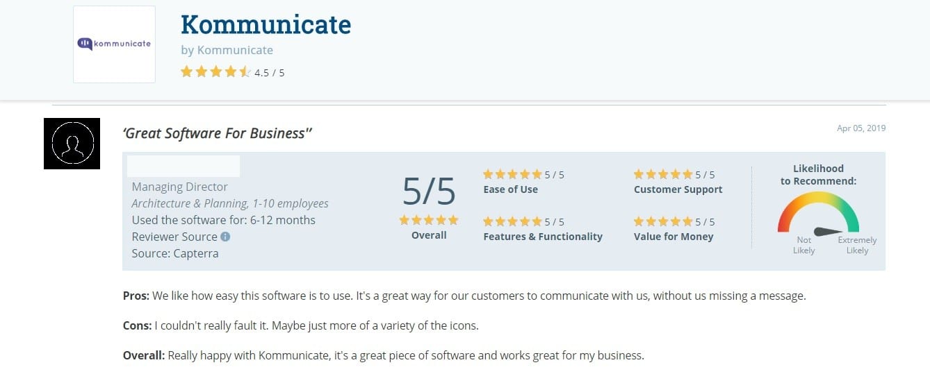 customer feedback example