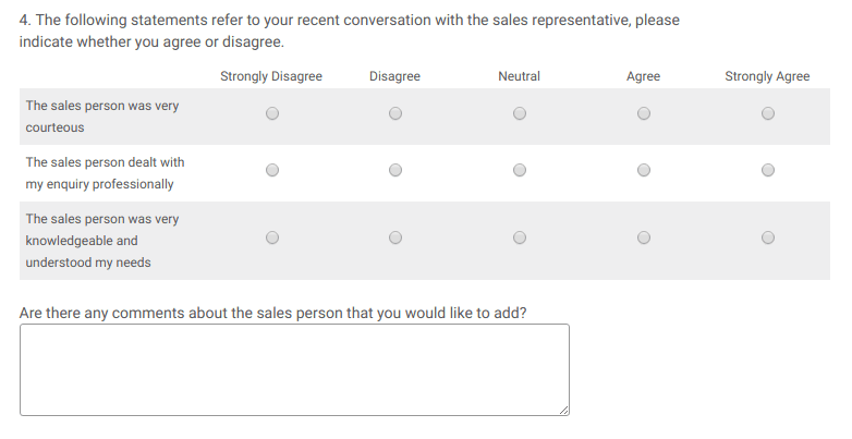 Presales-email survey form