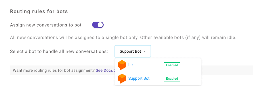 Kommunicate routing rules for bots
