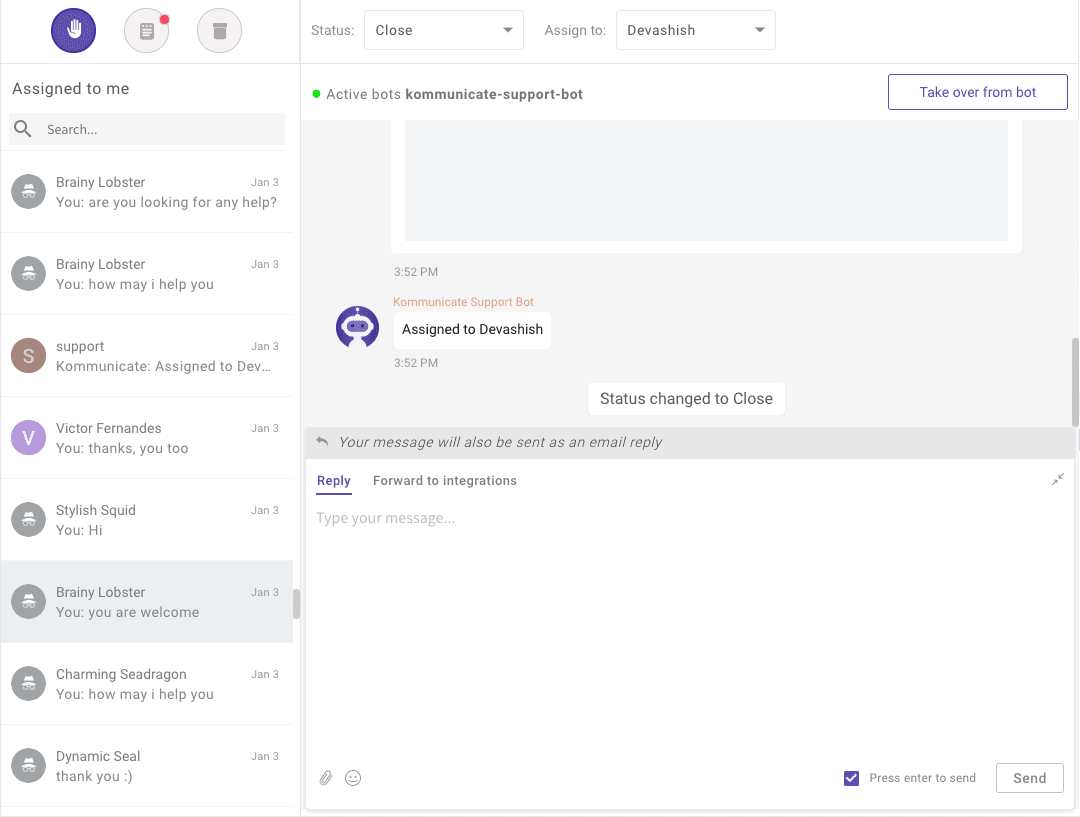 Expandable typing area in kommunicate