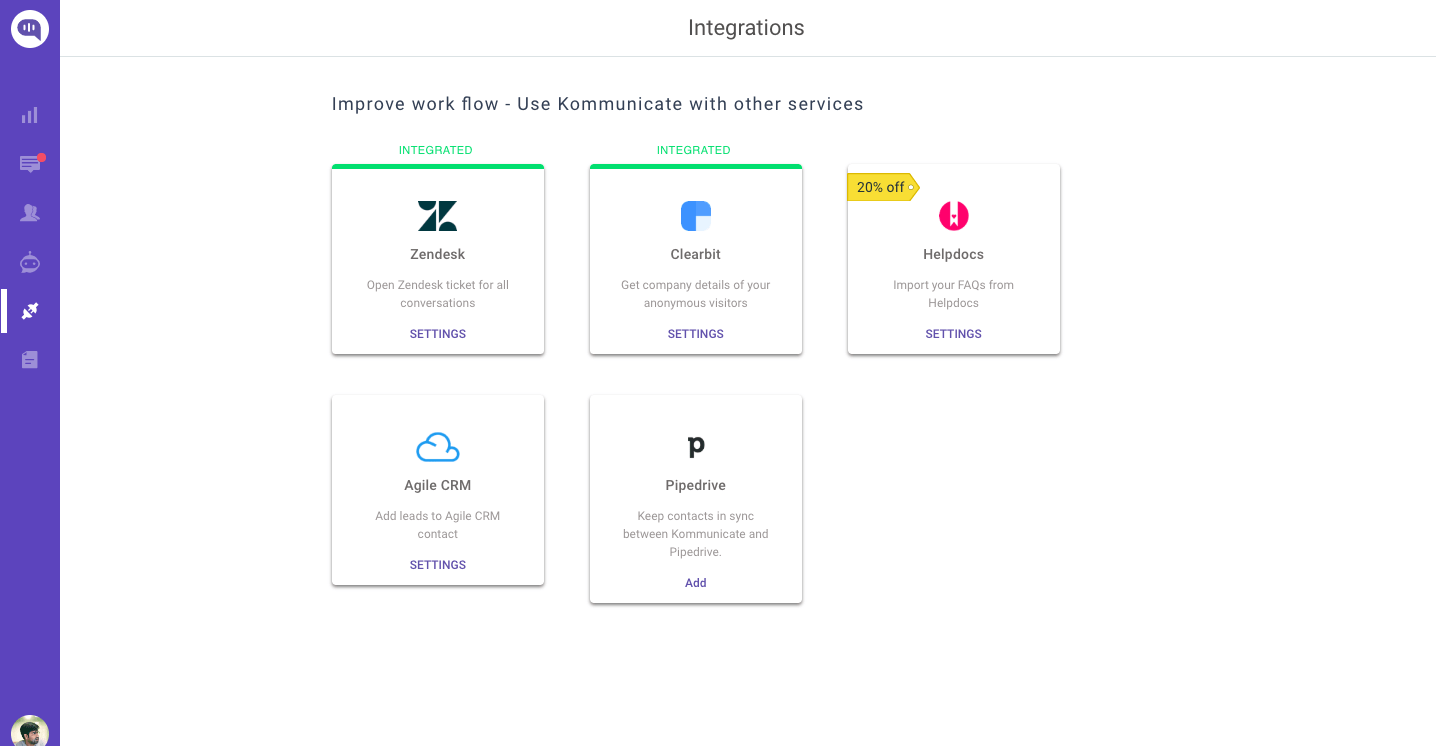 Integrate kommunicate with pipedrive