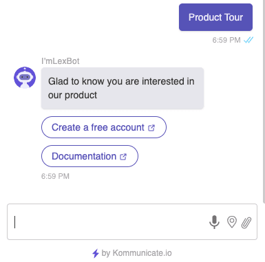link button response in Amazon Lex