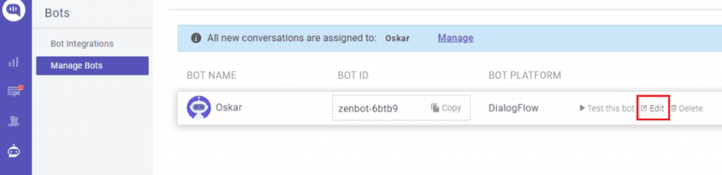 create faq chatbot - knowledge base connector - edit bot