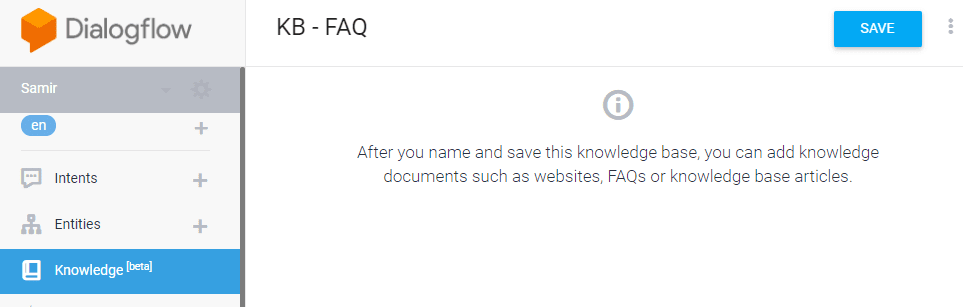 Give your knowledge base a suitable name and save it