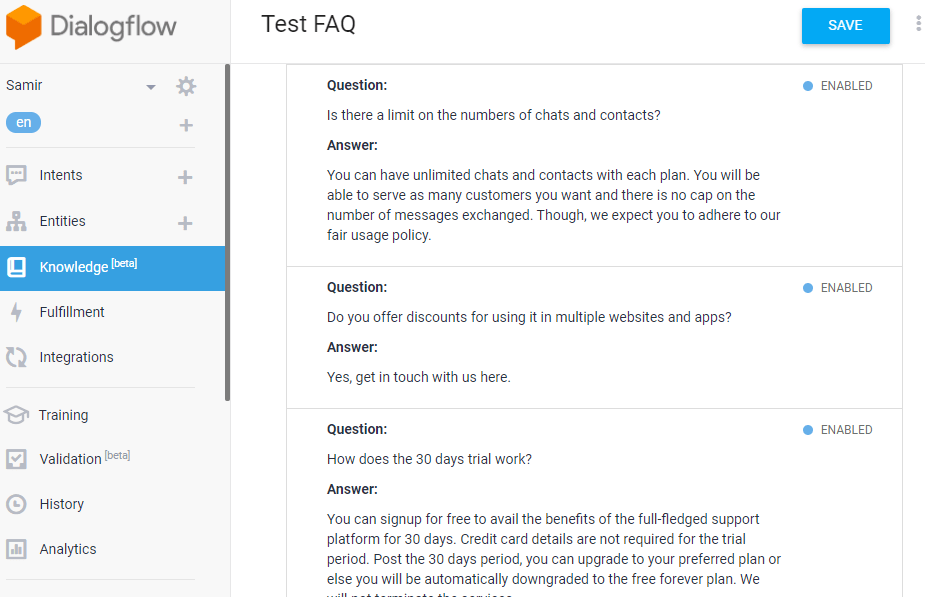create faq chatbot - knowledge base connector - verify your FAQs