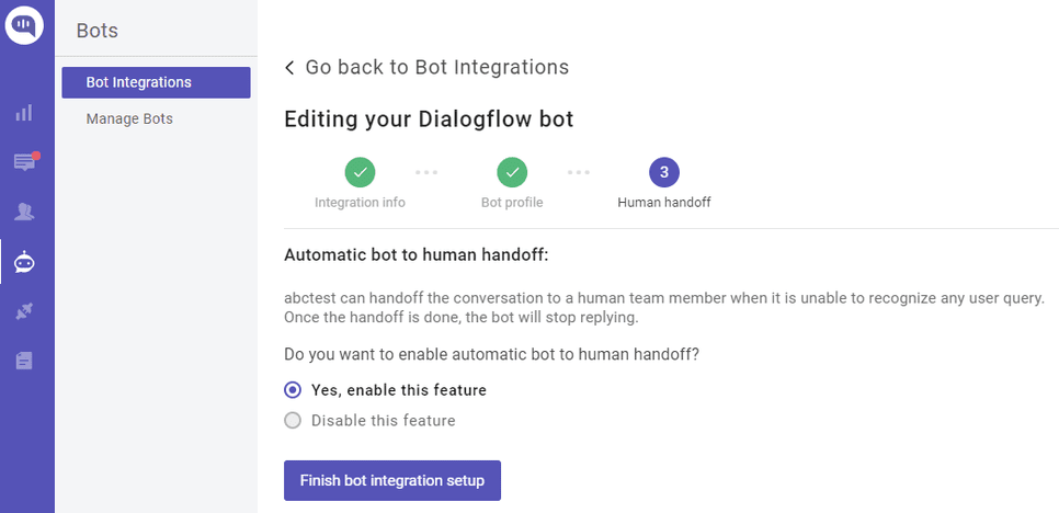 Editing your Dialogflow bot