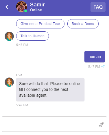Human handoff keyword trigger