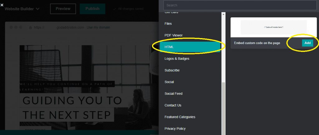 go daddy livechat html code
