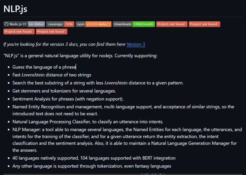 NLP.js Github page
