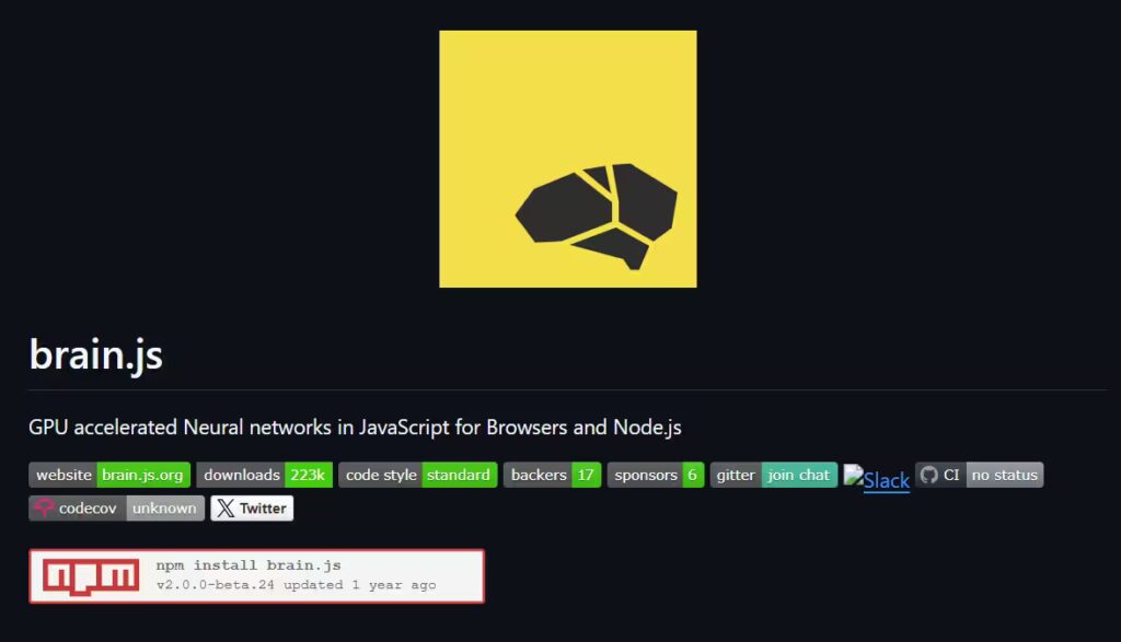 Brain JS Github page