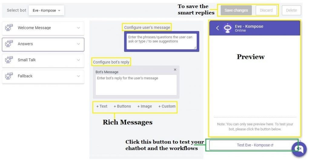 How to make a chatbot - Kompose sections
