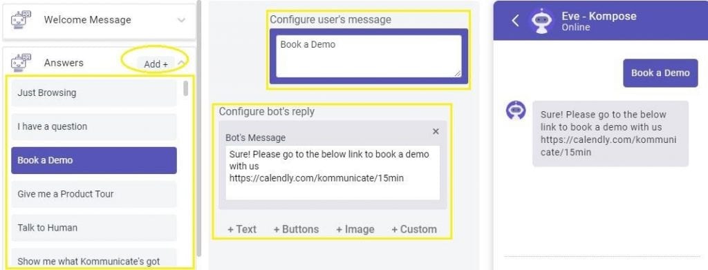 Add intents and conversational workflows