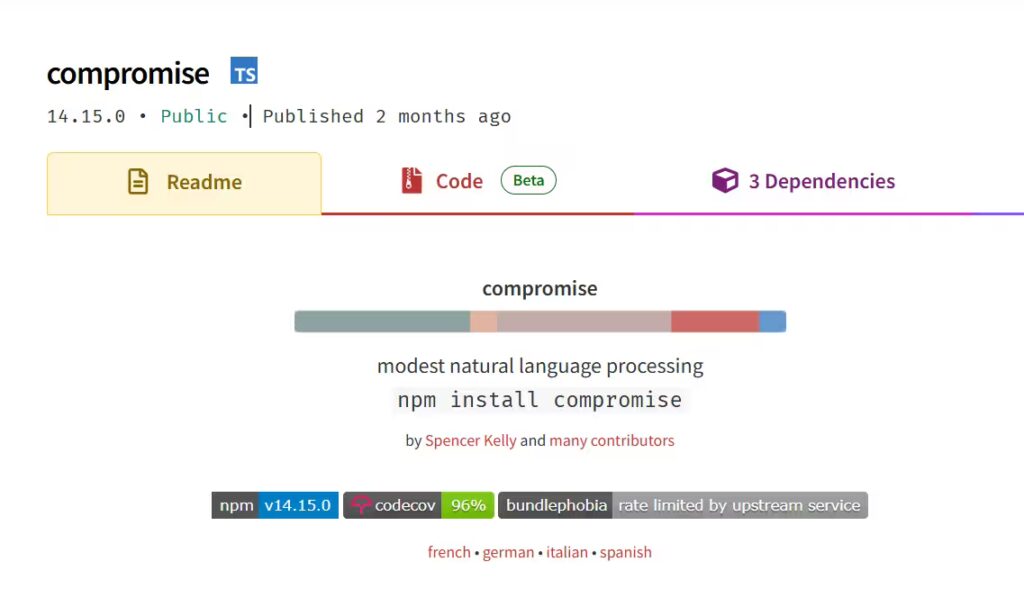 compromise javascript nlp library