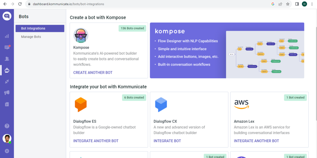 kommunicate's compose bot builder