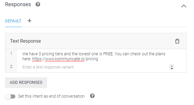 Dialogflow Responses