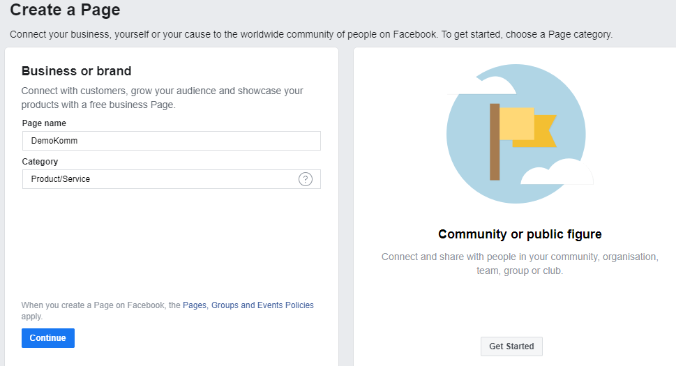 create a facebook page