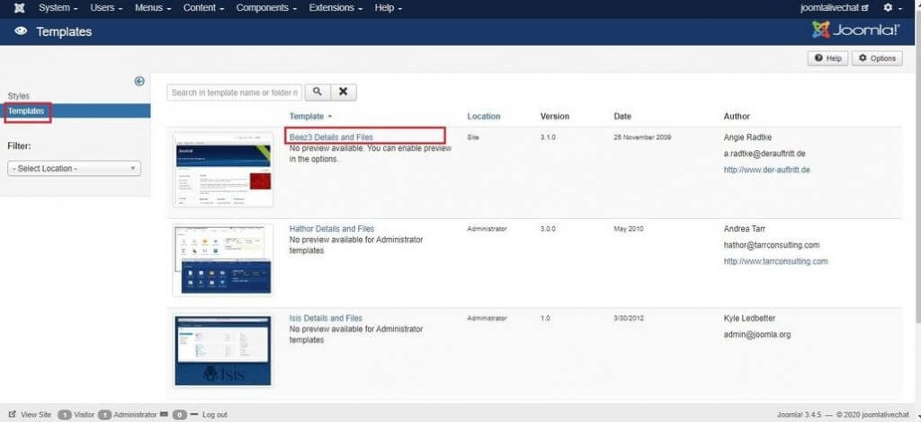 Joomla templates