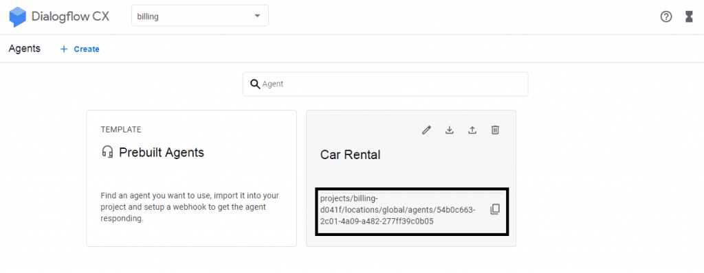 Copy the agent ID for the agent you've created