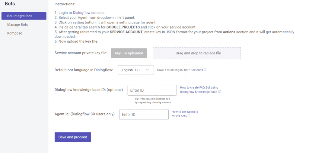 Dialogflow bot integration Dialogflow bot integration