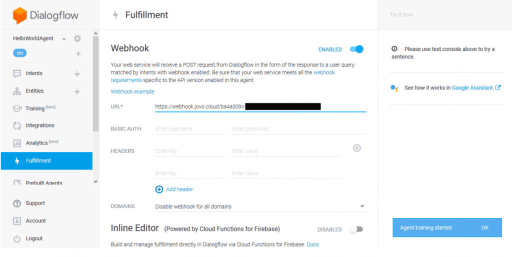 connect to dialogflow