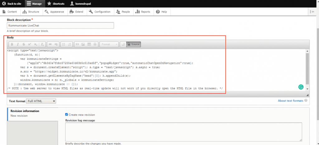 add live chat to drupal websites - add live chat script
