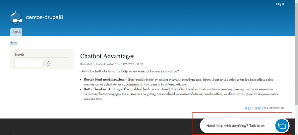 add live chat to drupal websites - chatbot advantages