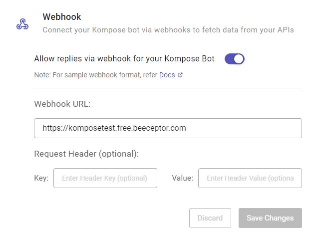 Connect Chatbots with Webhooks _ allow replies via webhook for kompose bot