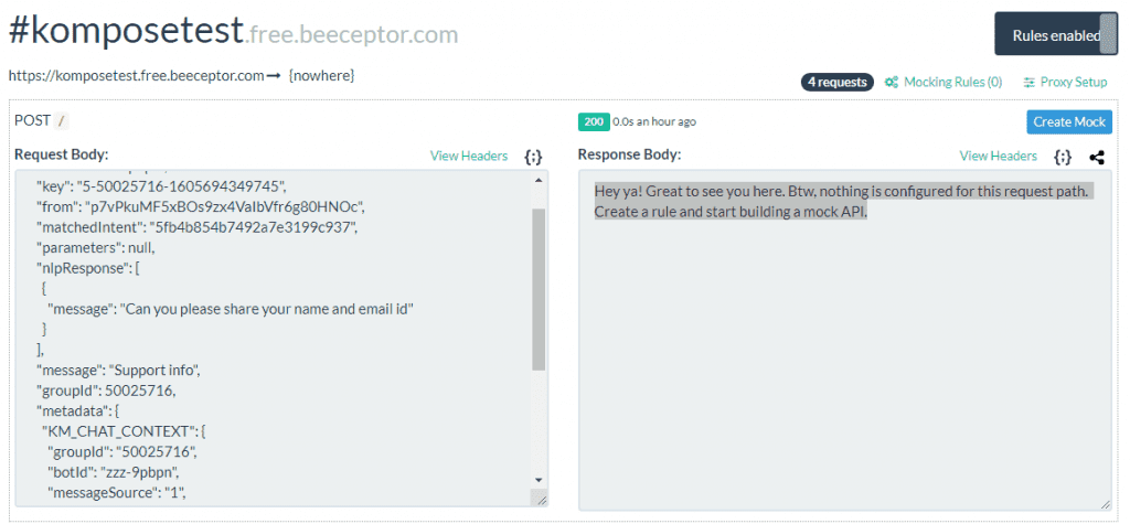 Connect Chatbots with Webhooks _ test webhook connection