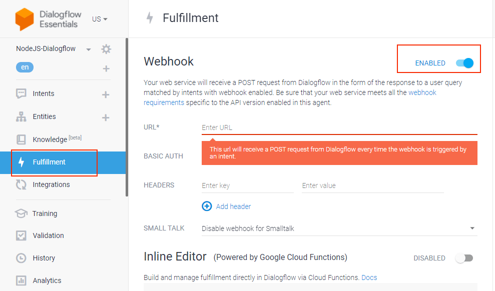 Dialogflow fulfillment