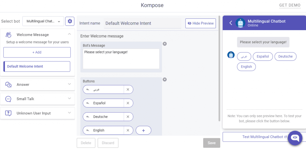 Default welcome intent