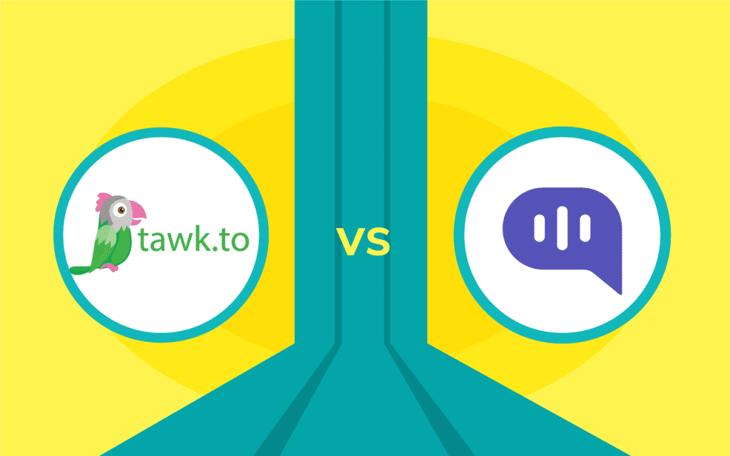 Graphic comparing tawk.to (represented by a parrot logo) and another chat service (represented by a speech bubble icon).