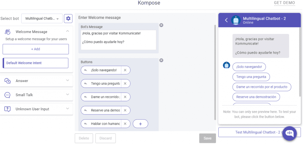 Preferred language chatbot