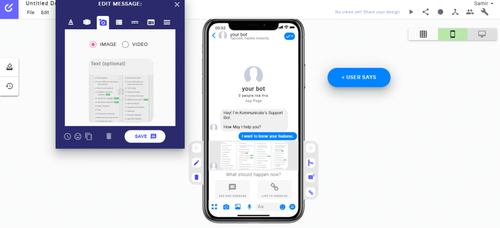chatbot design preview in Botsociety