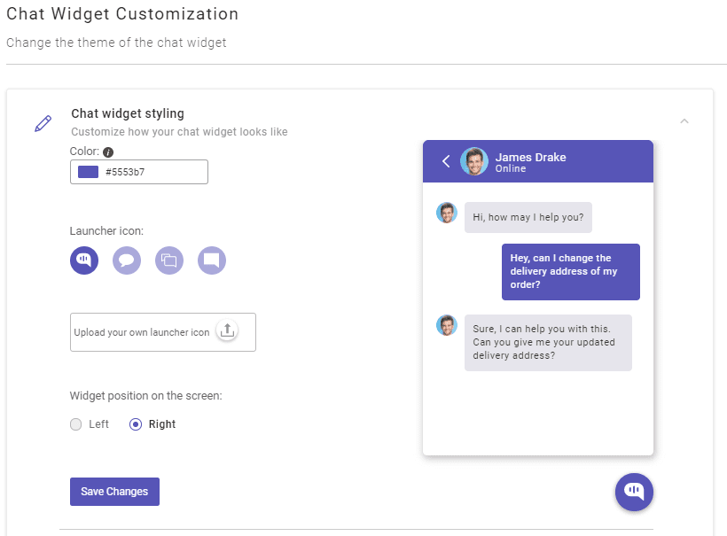 chat widget customization