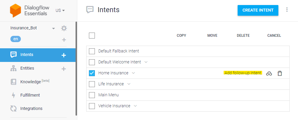 Home insurance intent