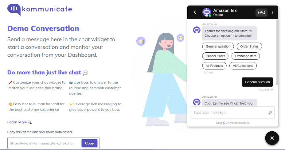 Kommunicate chat widget