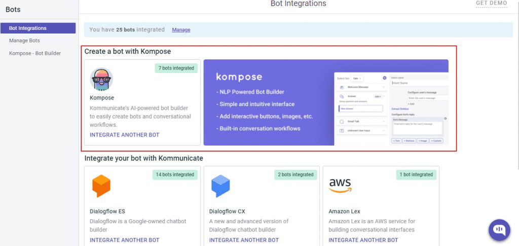 create a chatbot with kompose