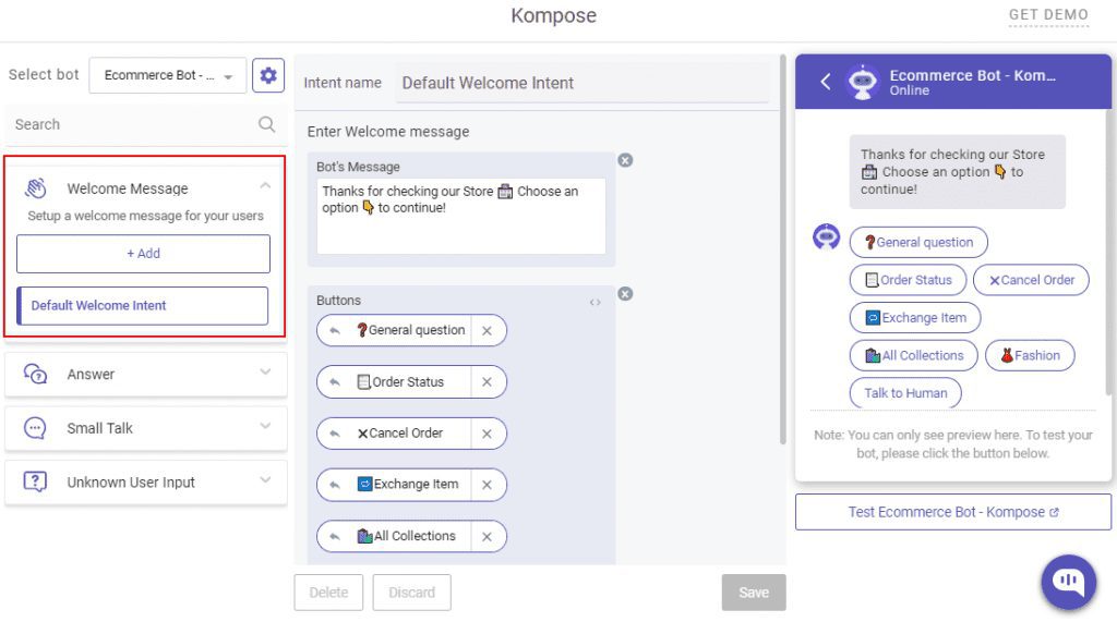 create shopify bots with Kompose