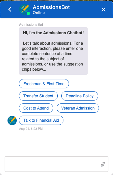 admissions chatbot