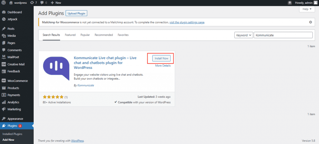 Kommunicate Live Chat plugin