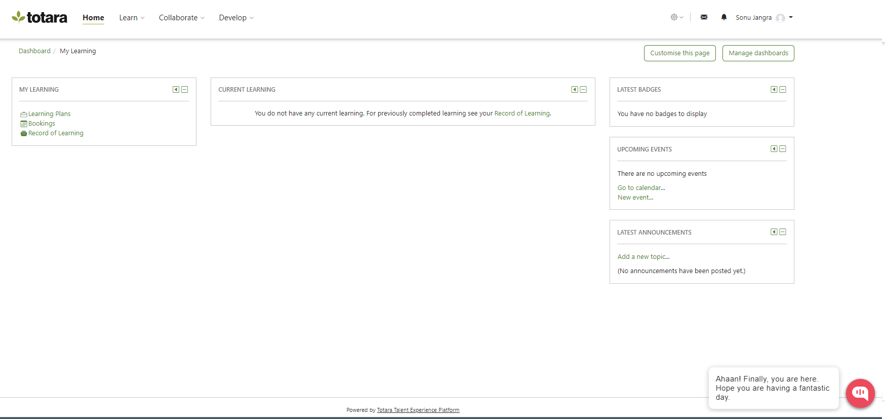 Chatbot in totara