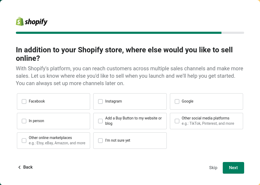 shopify store creation steps