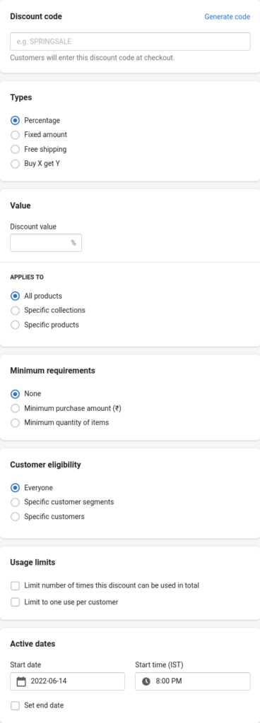 Create Discounts