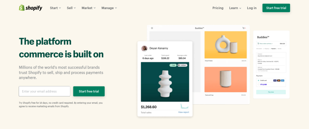Create a Shopify account