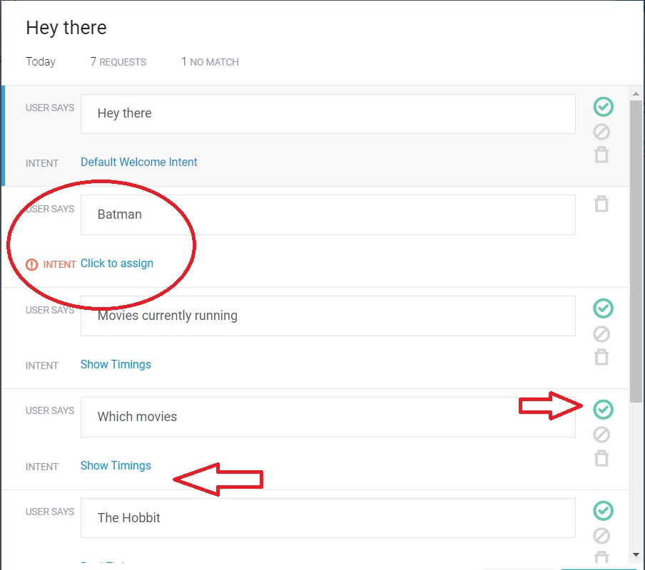 Dialogflow - Checking no-match intents