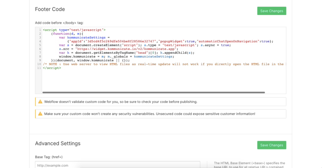 footer code