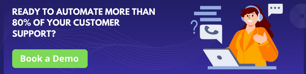 Book a Demo CTA Banner ad promoting a chatbot platform that can automate customer support with a Book a Demo button