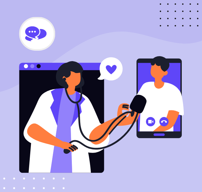 Image showing tele-medicine capabilities where doctors and patients can interact in rael-time over the internet.